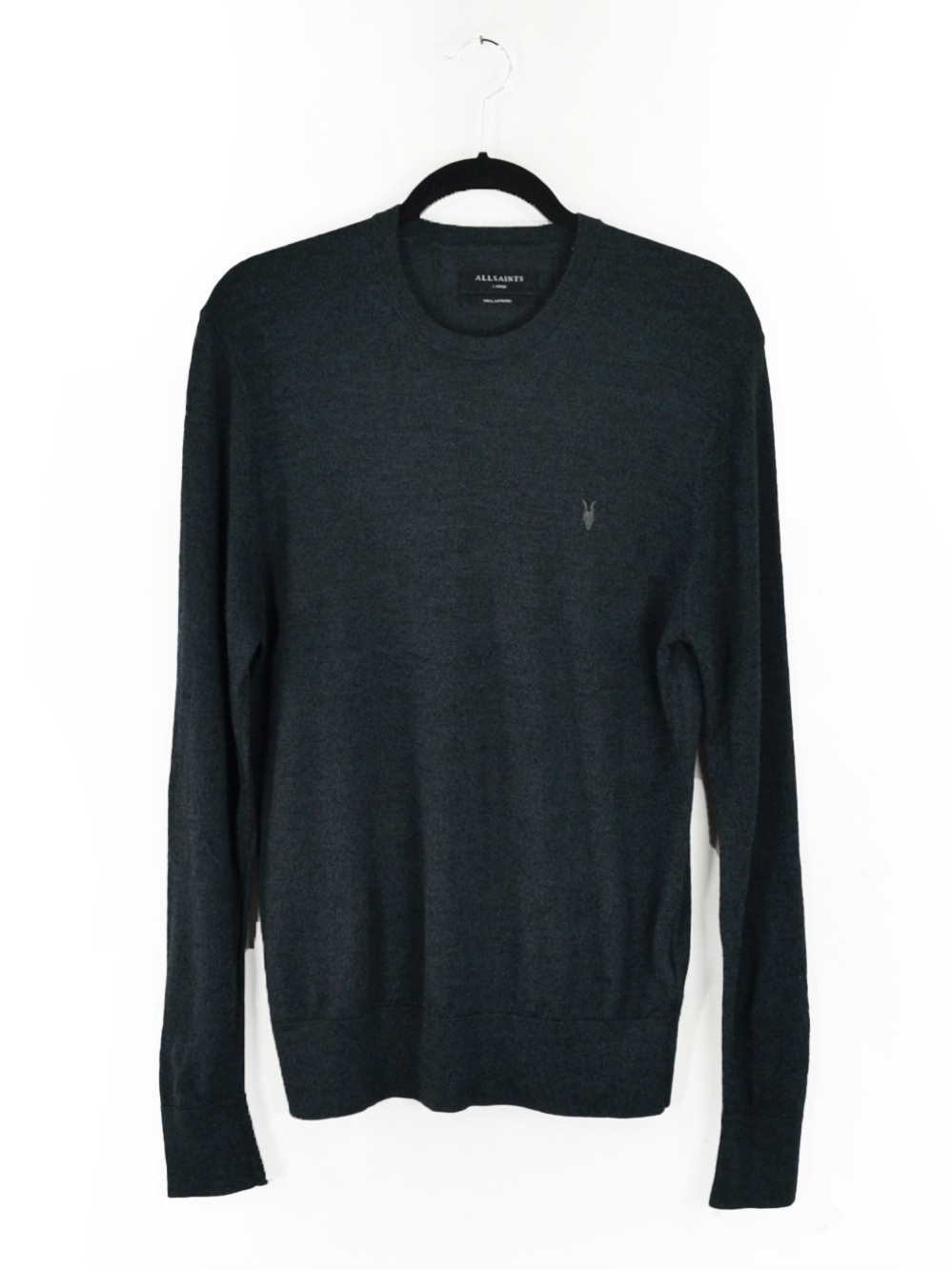 All Saints Mode Merino Crew Neck Wool Long Sleeve Sweater Top